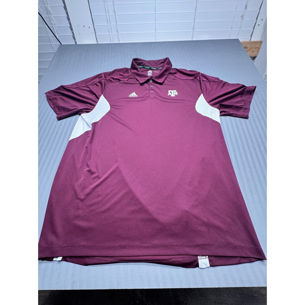 Adidas Texas A&M Aggies Polo Shirt Mens 3XL Maroon Climalite Adizero Short Slv
